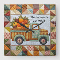 Fall Country Harvest Lieferwagen Truck Wall Clock