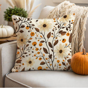 Fall Cream Daisy Floral Kissen