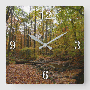 Fall Creek im Laurel Hill State Park Pennsylvania Quadratische Wanduhr