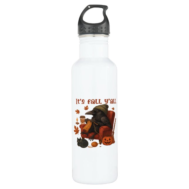 Fall Crow - It's Fall Y'all Art Edelstahlflasche (Vorderseite)