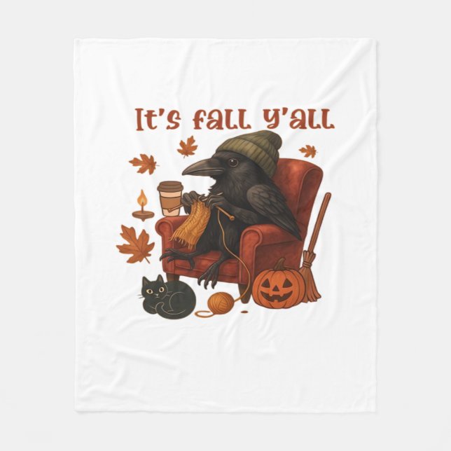 Fall Crow - It's Fall Y'all Art Fleecedecke (Vorderseite)