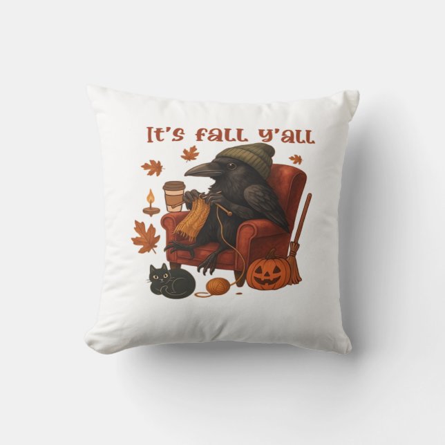 Fall Crow - It's Fall Y'all Art Kissen (Vorderseite)