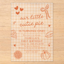 Fall Cute Hand Drawn Our Little Cutie Pie Birthday Acryleinladungen