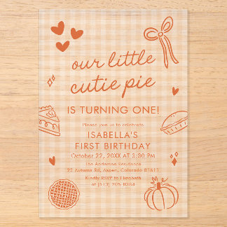 Fall Cute Hand Drawn Our Little Cutie Pie Birthday Acryleinladungen