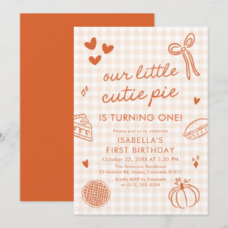 Fall Cute Hand Drawn Our Little Cutie Pie Birthday Einladung