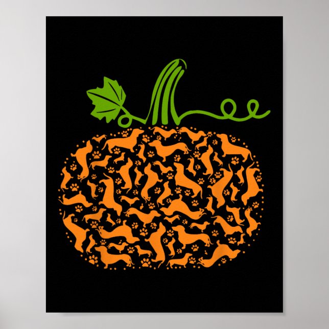 Fall Dackel Doxin Pumpkin Fun Halloween Dog Lov Poster (Vorne)
