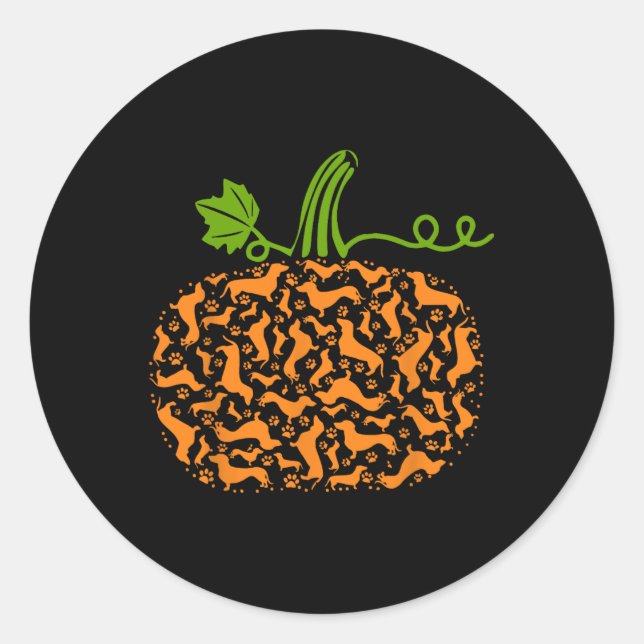 Fall Dackel Doxin Pumpkin Fun Halloween Dog Lov Runder Aufkleber (Vorderseite)