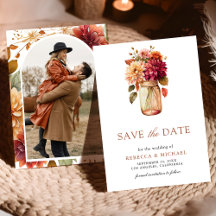 Fall Dahlia Mason Jar Foto Wedding