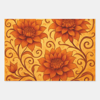 Fall Dahlia Sunrise & Sunset Wrapping Paper Geschenkpapier Set