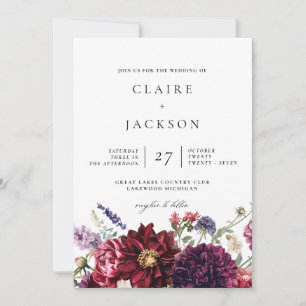 Fall Dahlias Moderne Faire-part de mariage