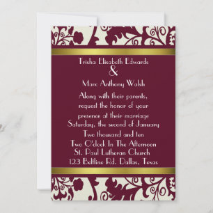 Fall Damask Hochzeit Einladung