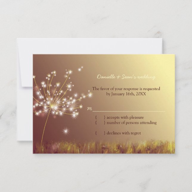 Fall Dandelion Field Wedding RSVP Card Karte (Vorderseite)