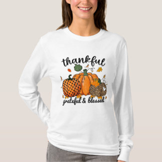 Fall Dankbar Grateful gesegnete Kürbis mädchenhaft T-Shirt