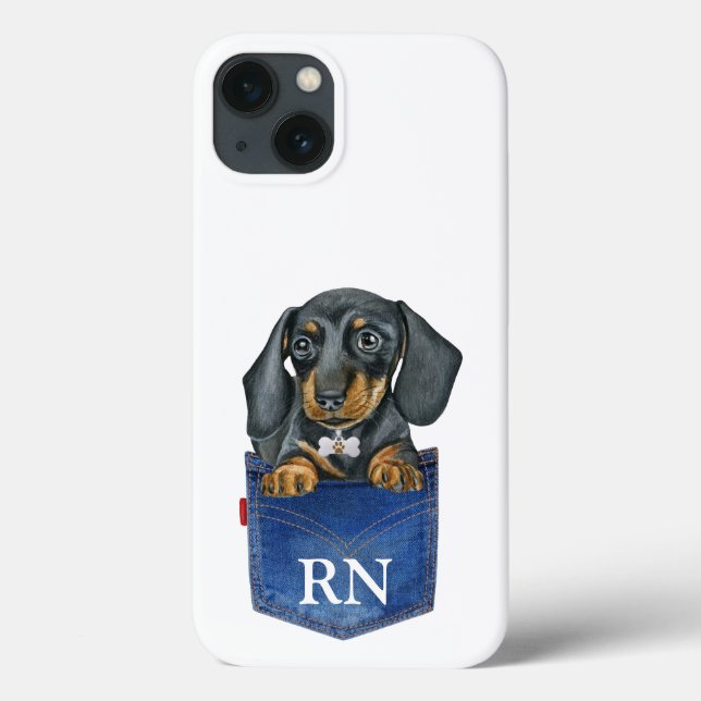 Fall der Dackel-Wurst-Dog Monogram-Mate Case-Mate iPhone Hülle (Rückseite)