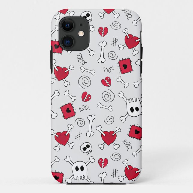Fall der Herz-Totenkopf mit gekreuzter Case-Mate iPhone Hülle (Rückseite)