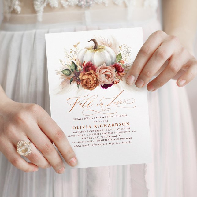 Fall der Liebe Brautparty Rost Blume Pumpkin Einladung (Fall in Love Bridal Shower Invitations)