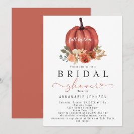 Fall der Liebe Burnt Orange Peach Pumpkin Floral Einladung