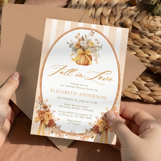 Fall der Liebe Fall Floral Pumpkin Brautparty Einladung (Von Creator hochgeladen)