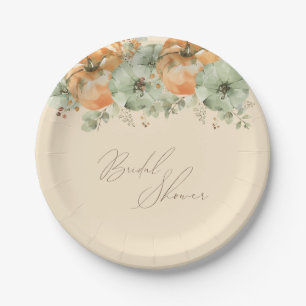 Fall der Liebe Floral Pumpkin Brautparty Pappteller