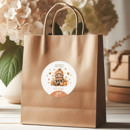 Fall der Liebe Kleiner Teddy Bar Pumpkin Runder Aufkleber