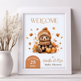 Fall der Liebe Teddy Bären Orange Pumpkin Willkomm Poster