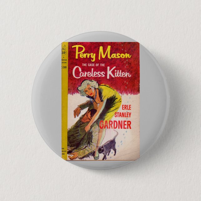 Fall des Buchdecks "Careless Kitten" Button (Vorderseite)