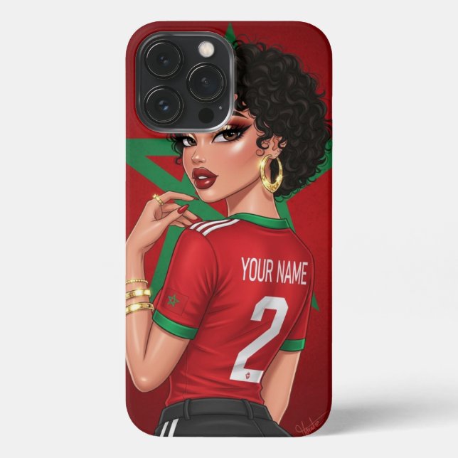 Fall des marokkanischen Fußballfans | Personalisie iPhone 13 Pro Max Hülle (Rückseite)