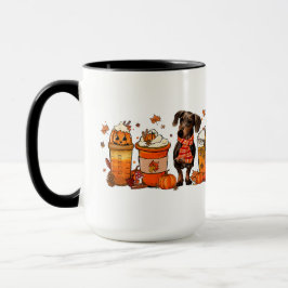 Fall Dog Coffee Tasse, Dachsund Dog Tasse, Fall Vi Tasse