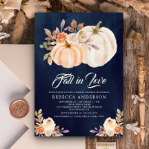 Fall Earthy Floral Pumpkin Navy Blue Brautparty