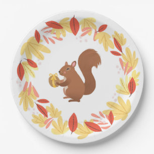 Fall Eichhörnchen mit Nut Pappteller