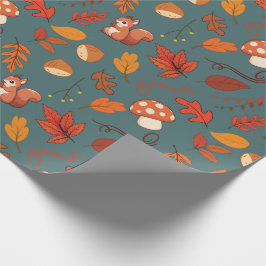 Fall Eichhörnchen und Pilz-Pilz Nahtloses Wrapping Geschenkpapier