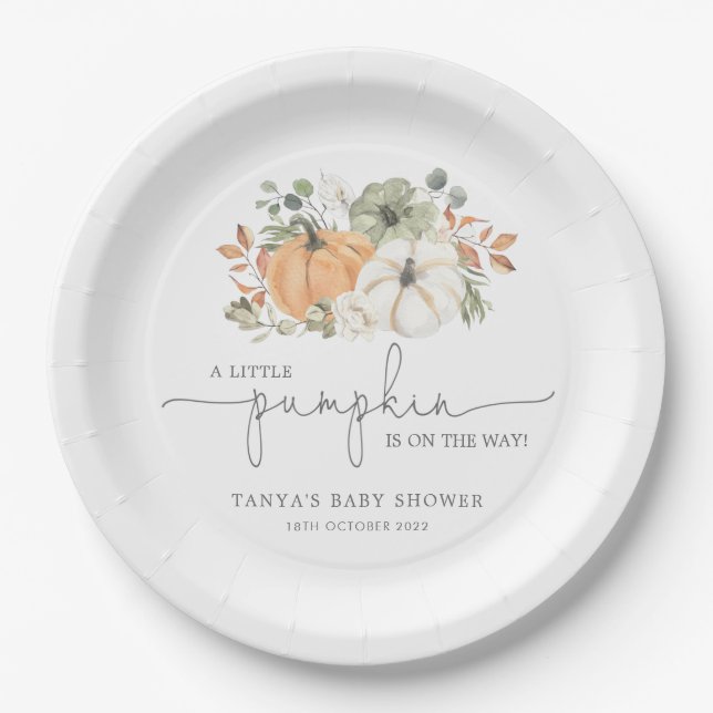 Fall eine kleine Pumpkin Baby Dusche Pappteller (Vorderseite)