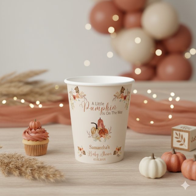 Fall Elegant Rustic Terracotta Babydusche Pappbecher (Von Creator hochgeladen)