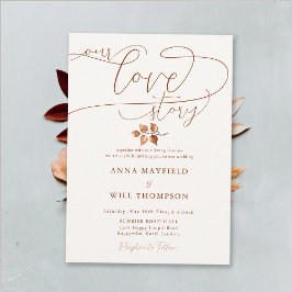 Fall Elegante Kalligrafie Unsere Liebe Story Weddi Einladung