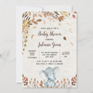 Fall Elephant Baby Dusche Einladung
