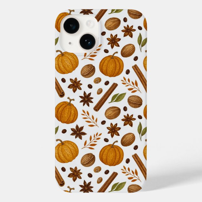 Fall Ernte GewürzZimt und Kürbismuster Case-Mate iPhone 14 Hülle (Rückseite)
