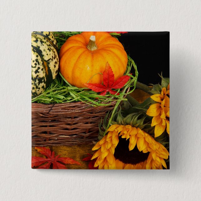 Fall-Ernte-Sonnenblumen Button (Vorderseite)