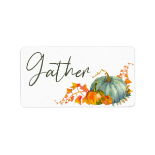 Fall Erntedank Orange Pumpkins Leaf Envelope Adressaufkleber