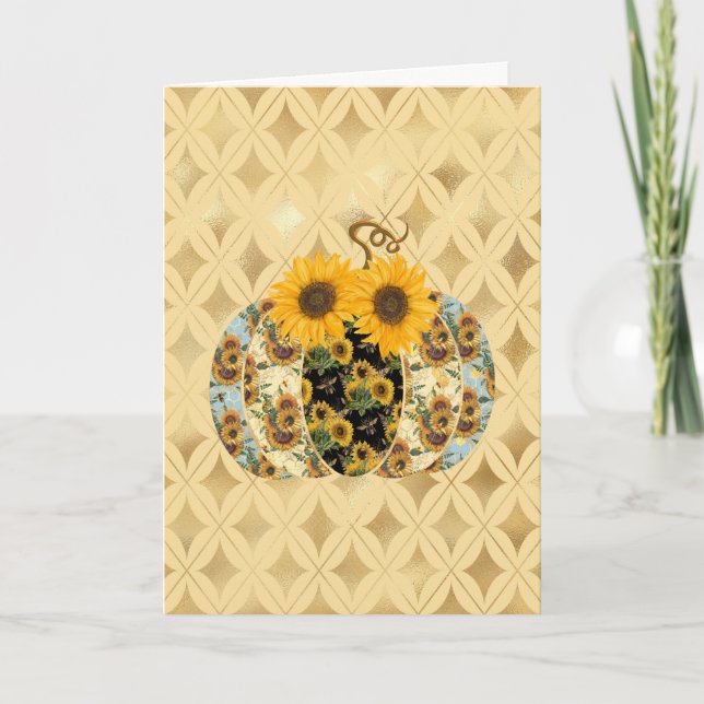 Fall Erntedank Sonnenblume Pumpkin Grußkarte Feiertagskarte (Vorderseite)