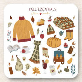 Fall Essentials Digital Zeichnend Getränkeuntersetzer