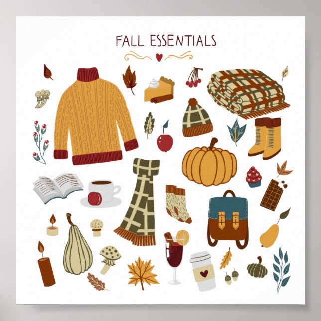 Fall Essentials Digital Zeichnend Poster (Vorne)