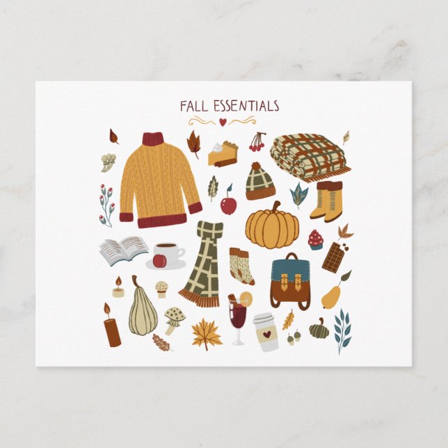 Fall Essentials Digital Zeichnend Postkarte (Vorderseite)