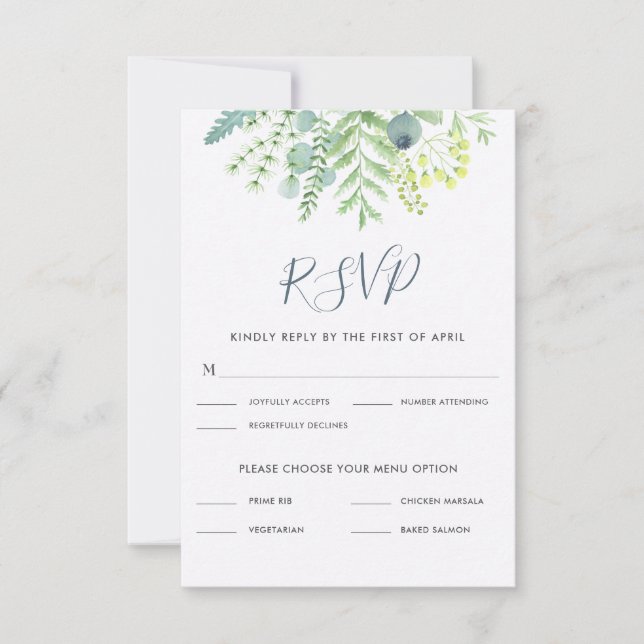 Fall Eucalyptus Berry Floral Wedding RSVP (Vorderseite)