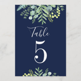 Fall Eukalyptus Floral Wedding Tischnummer Navy