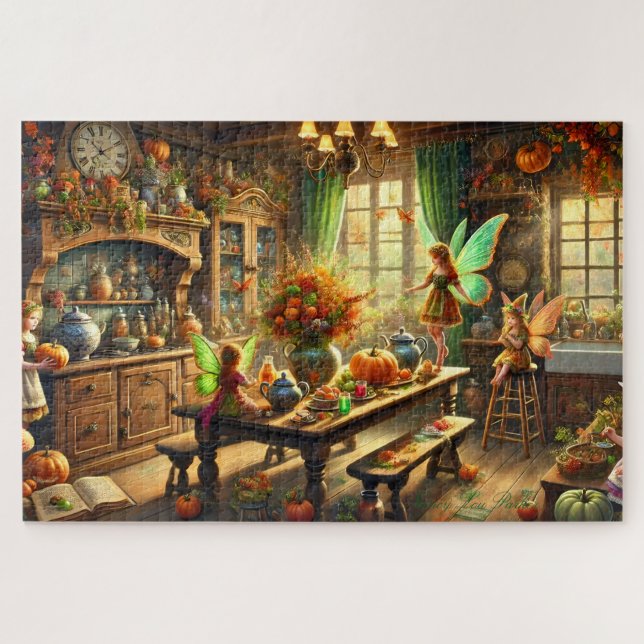 Fall Fairies Bezaubernde Küche Ansammlung Puzzle (Horizontal)