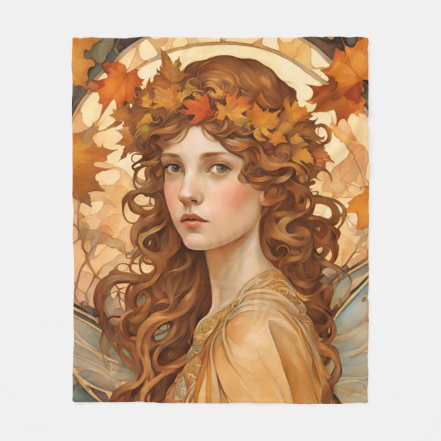 Fall Fairy - Art Nouveau Fleece Blanket (Vorderseite)