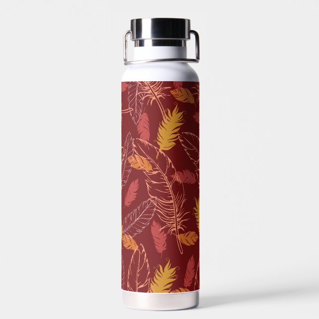 Fall Feathers White Water Bottle Trinkflasche (Rückseite)