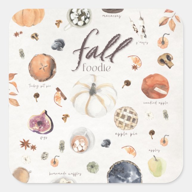 Fall Feinschmecker Bucket List Erntedank Dinner Quadratischer Aufkleber (Vorderseite)