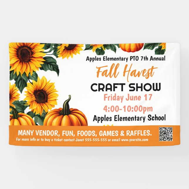 FALL FESTIVAL CRAFT SHOW PTO PTA Kirche Banner (Horizontal)