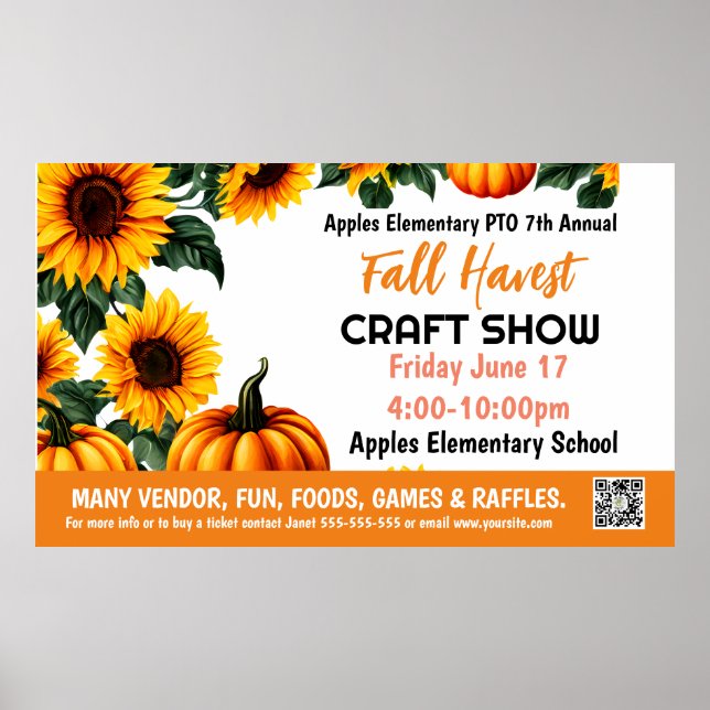 FALL FESTIVAL CRAFT SHOW PTO PTA Kirche Banner Poster (Vorne)